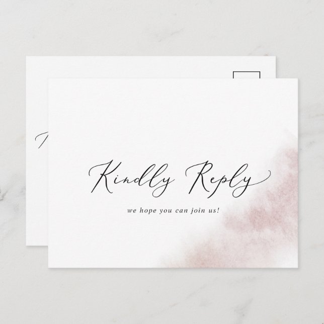 Nettoyage aquarelle | Blush Song RSVP carte postal (Devant / Derrière)