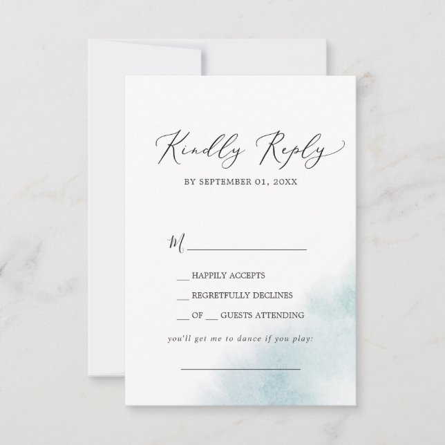 Nettoyage aquarelle | Carte RSVP de demande de cha (Devant)