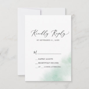 Nettoyage aquarelle   Carte RSVP simple verte