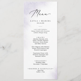 Nettoyage aquarelle   Menu Dîner Mariage violet