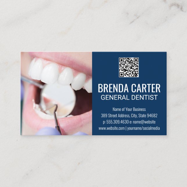 Nettoyage des dents | Carte de visite du code d'an (Devant)