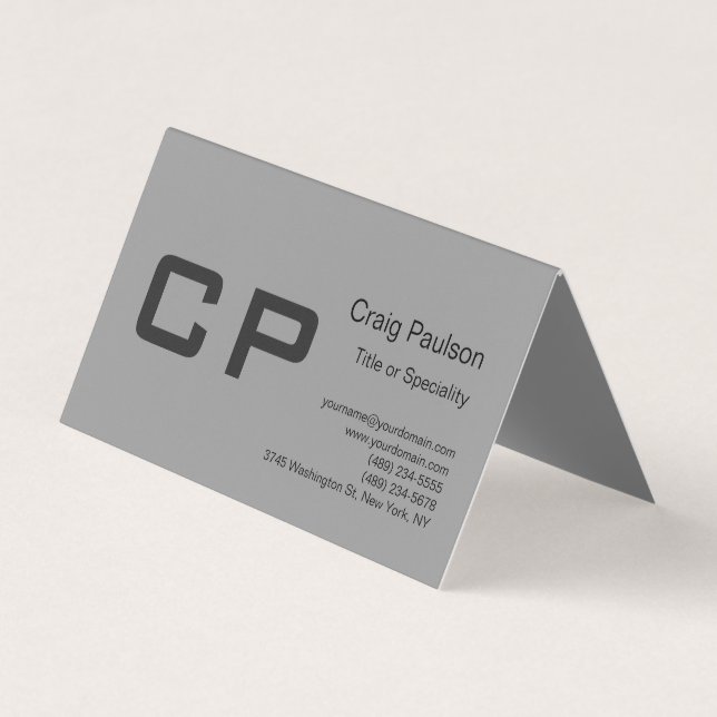 Nettoyer Monogramme gris simple Carte de visite mo (Devant)