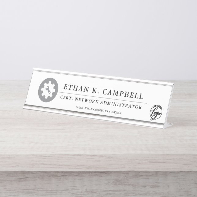 Network Administrator | Industry symbol + Logo Desk Name Plate (Front)