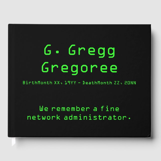 Network Administrator Sympathy Guestbook (Front)