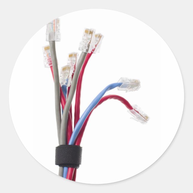 Network cables classic round sticker (Front)