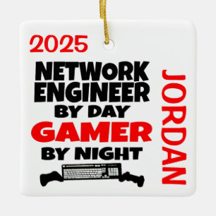 Network Engineer Loves Playing Video Games Ceramic Ornament