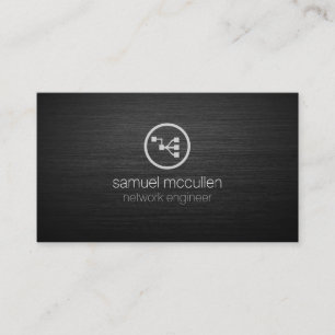 Network Engineer Network Points Icon Brushed Metal Business Card