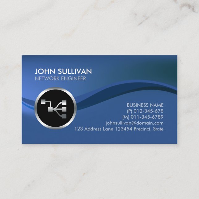 Network Engineer Network Points Icon  Business Car Business Card (Front)