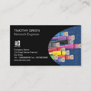 Network Engineer Technical Coloured Computer Cable Business Card
