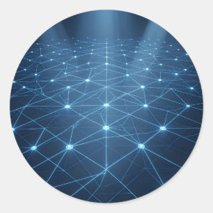 Network Grid – Digital Network Art Classic Round Sticker