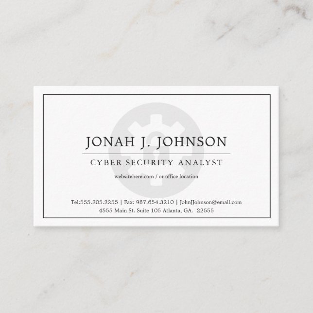 Network Security | Minimal Style BW Business Card (Front)