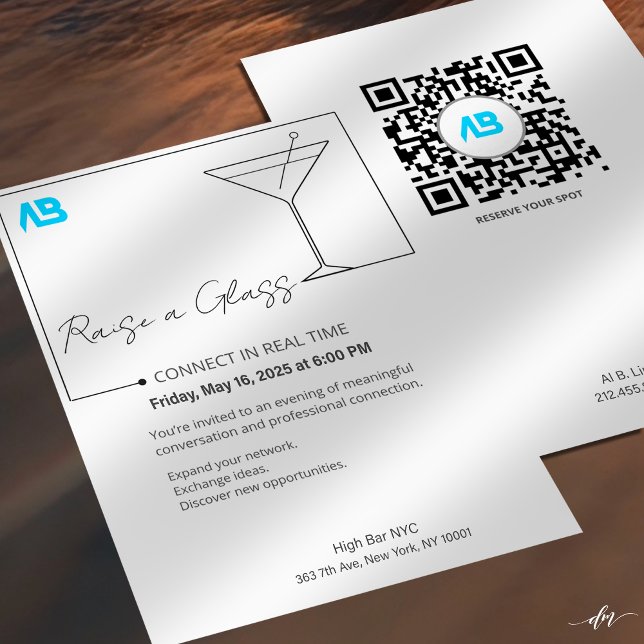 Networking Invition Template (Modern networking invitation design with front and back details displayed for full event experience)
