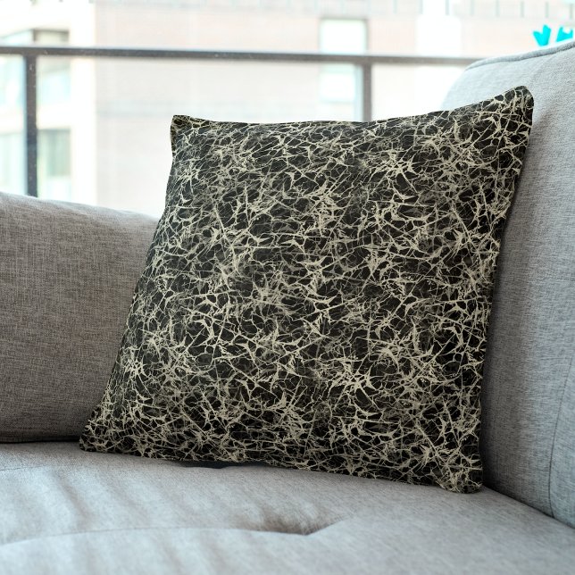 Networking Neurons on Black - seamless pattern.  Throw Pillow (Creator Uploaded)