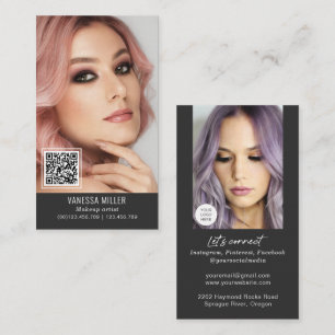 Networking QR code makeup artist vertical photo Bu Business Card
