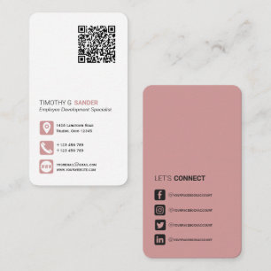Networking QR code simple social media dusty pink  Business Card