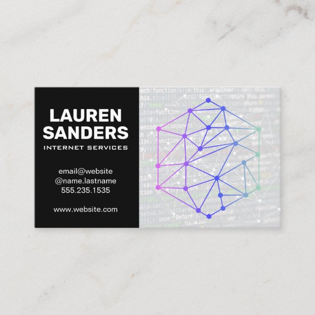 Networking | Tech Geometric Logo Business Card (Front)