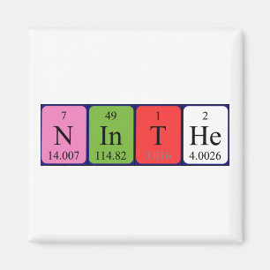 Neuf aimant de nom de table périodique