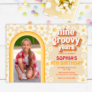 Neuf ans Super 9e anniversaire Invitation photo  