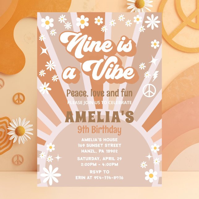 Neuf est une invitation à l'anniversaire de vibe (Créateur téléchargé)