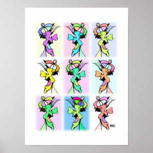 Neuf Profils de Visages Idiots Colorés : Affiche