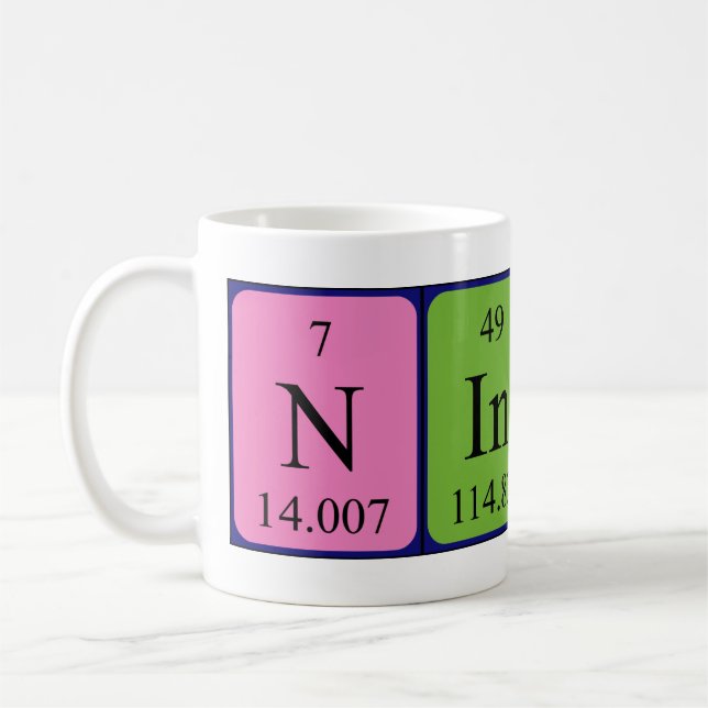 Neuf tasse de nom de table périodique (Gauche)