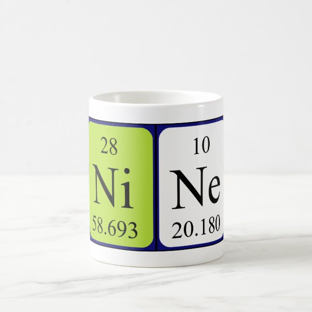 Neuf tasse de nom de table périodique (Centre)