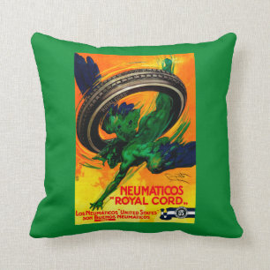 Neumaticos Royal Cord Vintage PosterEurope Throw Pillow
