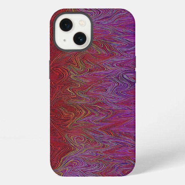 "Neural Firestorm" Abstract” Red Purple iPhone Case (Back)