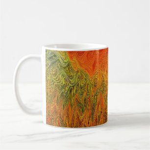"Neural Firestorm" Abstract Yellow Orange Coffee Mug