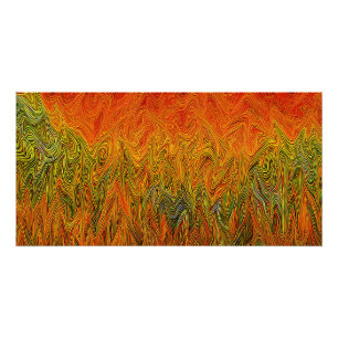 "Neural Firestorm" Abstract Yellow Orange Poster