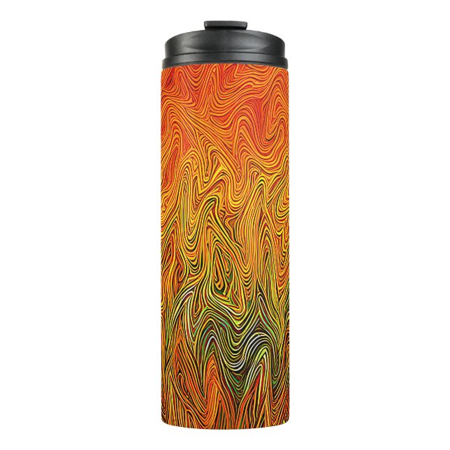 "Neural Firestorm" Abstract Yellow Orange Thermal Tumbler (Front)