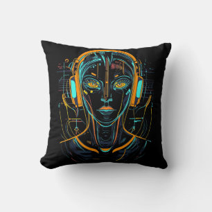 Neural Frequency Throw Pillow