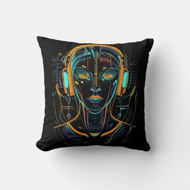 Neural Frequency Throw Pillow (Front)
