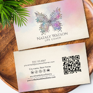 Neural Network Butterfly Watercolor Life Coach Business Card