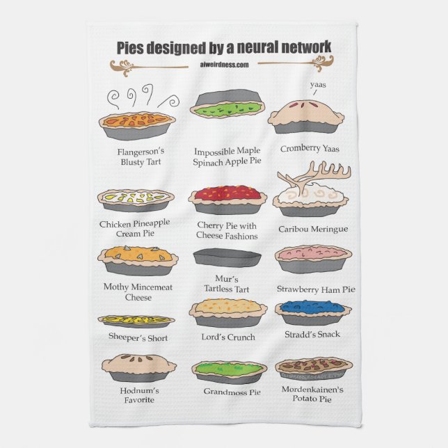 Neural network pies kitchen towel (Vertical)