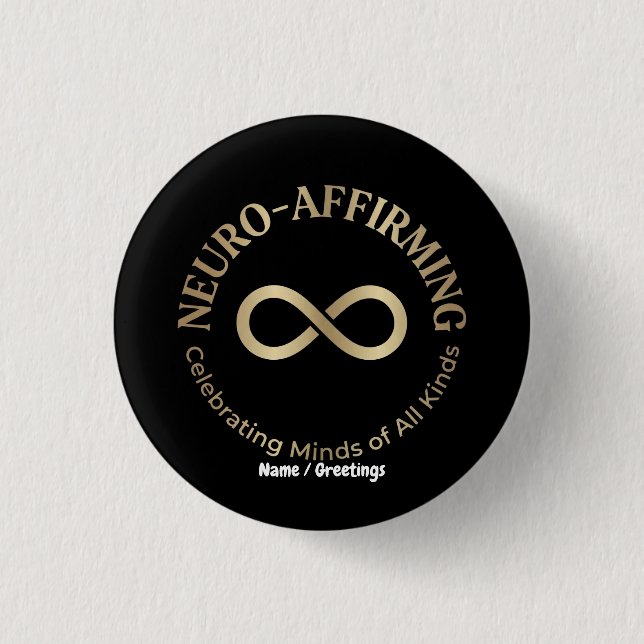 Neuro Affirming Rainbow Infinity Art Neurodiverse 1 Inch Round Button (Front)