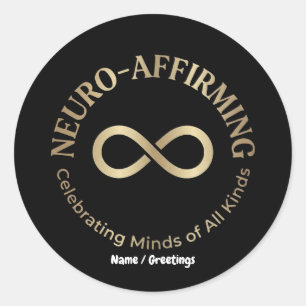 Neuro Affirming Rainbow Infinity Art Neurodiverse Classic Round Sticker