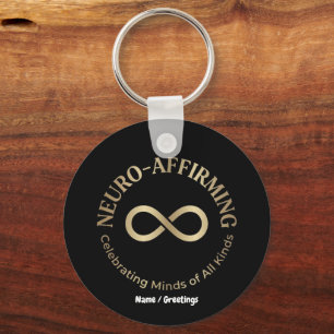 Neuro Affirming Rainbow Infinity Art Neurodiverse Keychain