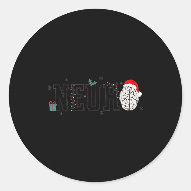 Neuro Christmas Neurology Holiday Neuroscience Nur Classic Round Sticker (Front)