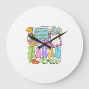 Neuro Crew Happy Easter Day Hoppy Neurology Nurse  Large Clock