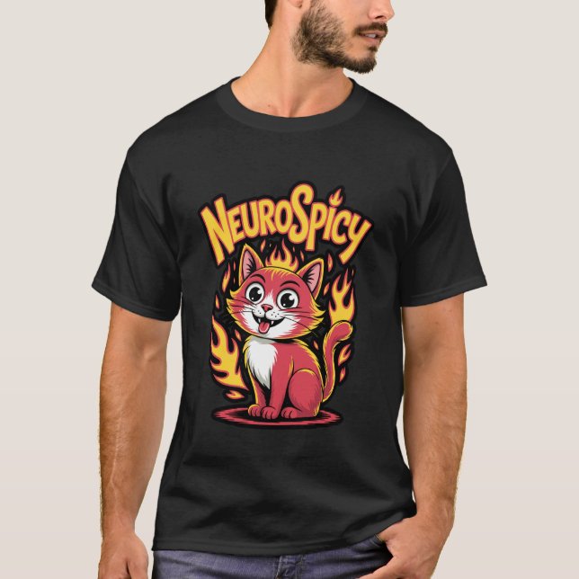Neuro Spicy Funny Cat Pepper Design T-Shirt (Front)