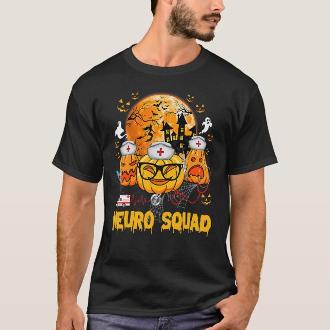 Neuro Squad Pumpkin Nurse Ghost Scary Halloween Co T-Shirt (Front)