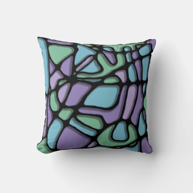 Neuroart Stained Glass Throw Pillow (Front)