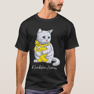 Neuroblastoma Awareness Month Yellow Ribbon Cat T-Shirt