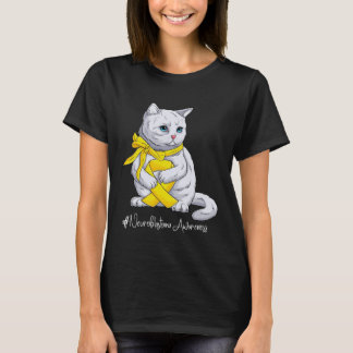 Neuroblastoma Awareness Month Yellow Ribbon Cat T-Shirt