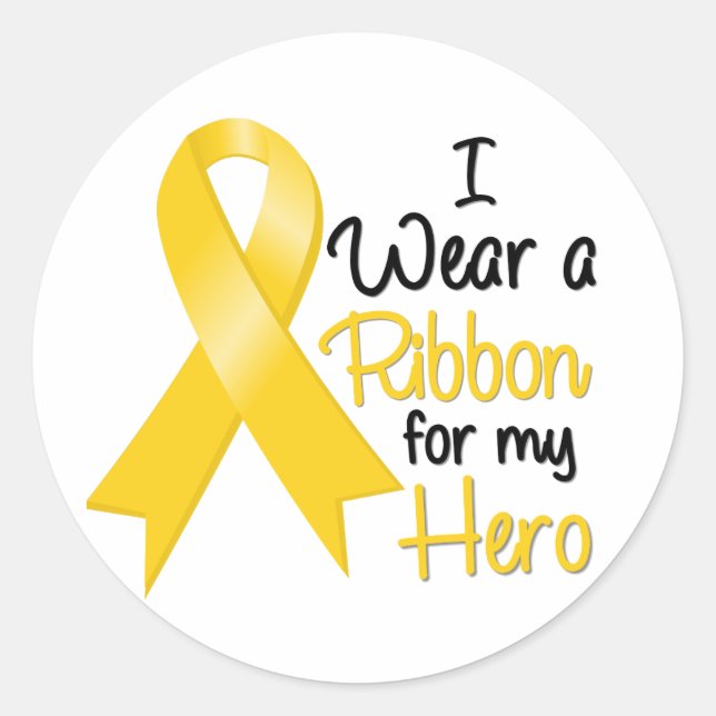 Neuroblastoma Cancer I Wear a Ribbon For My Hero Classic Round Sticker (Front)