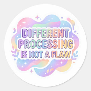 Neurodivergent Affirmation Pastel Typography Decal Classic Round Sticker