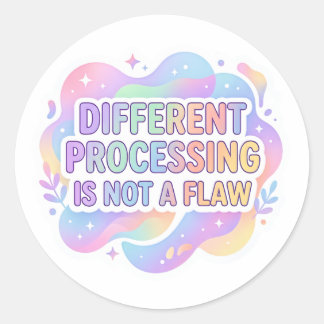 Neurodivergent Affirmation Pastel Typography Decal Classic Round Sticker