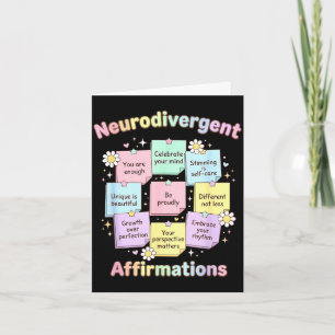 Neurodivergent affirmations autism awareness card
