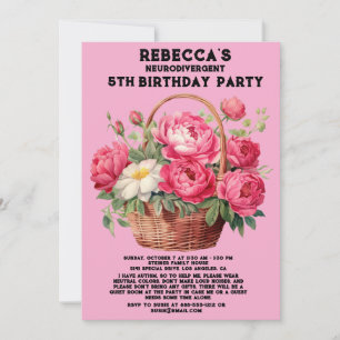 Neurodivergent Autiste Invitation de fête d'annive